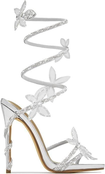 Bella Silver Butterfly Heels