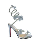 Silver Floral Strap-Up Heel with red sole