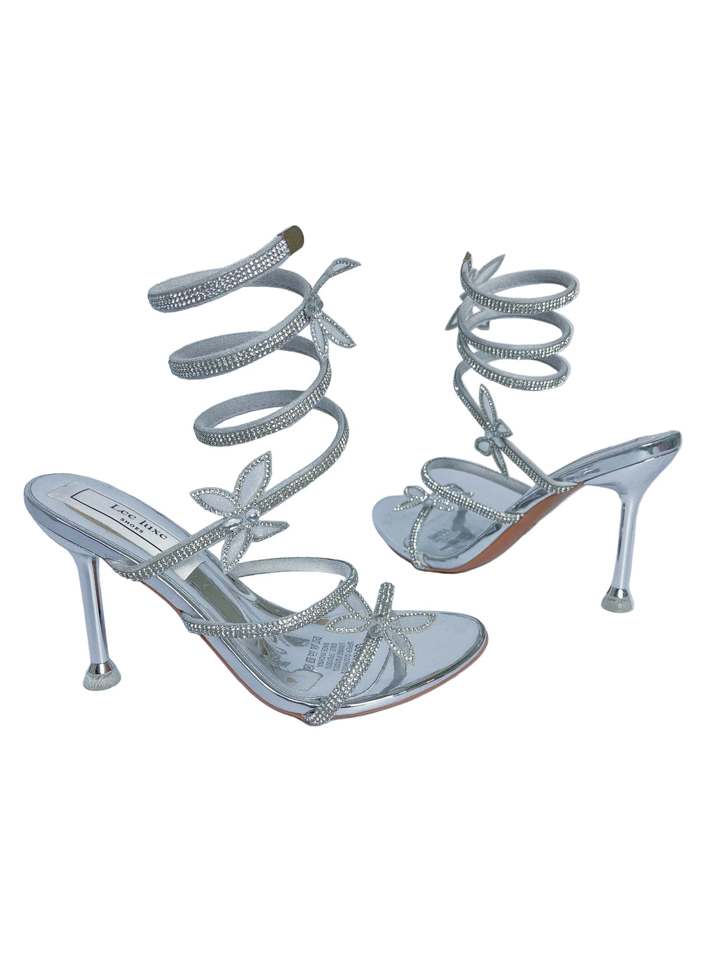 Amara Silver Butterfly Rhinestone Stiletto Heel