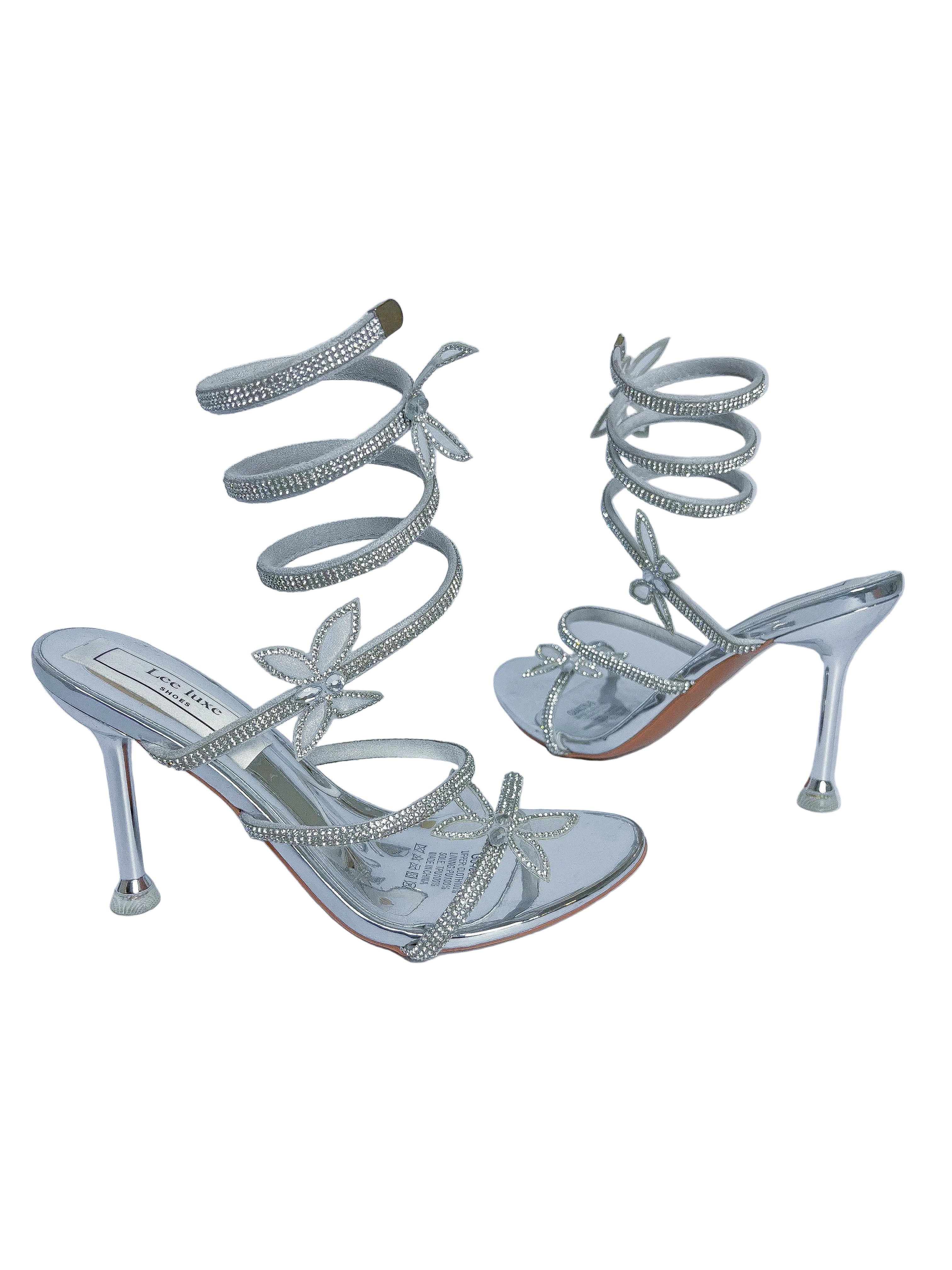 Amara Silver Butterfly Rhinestone Stiletto Heel