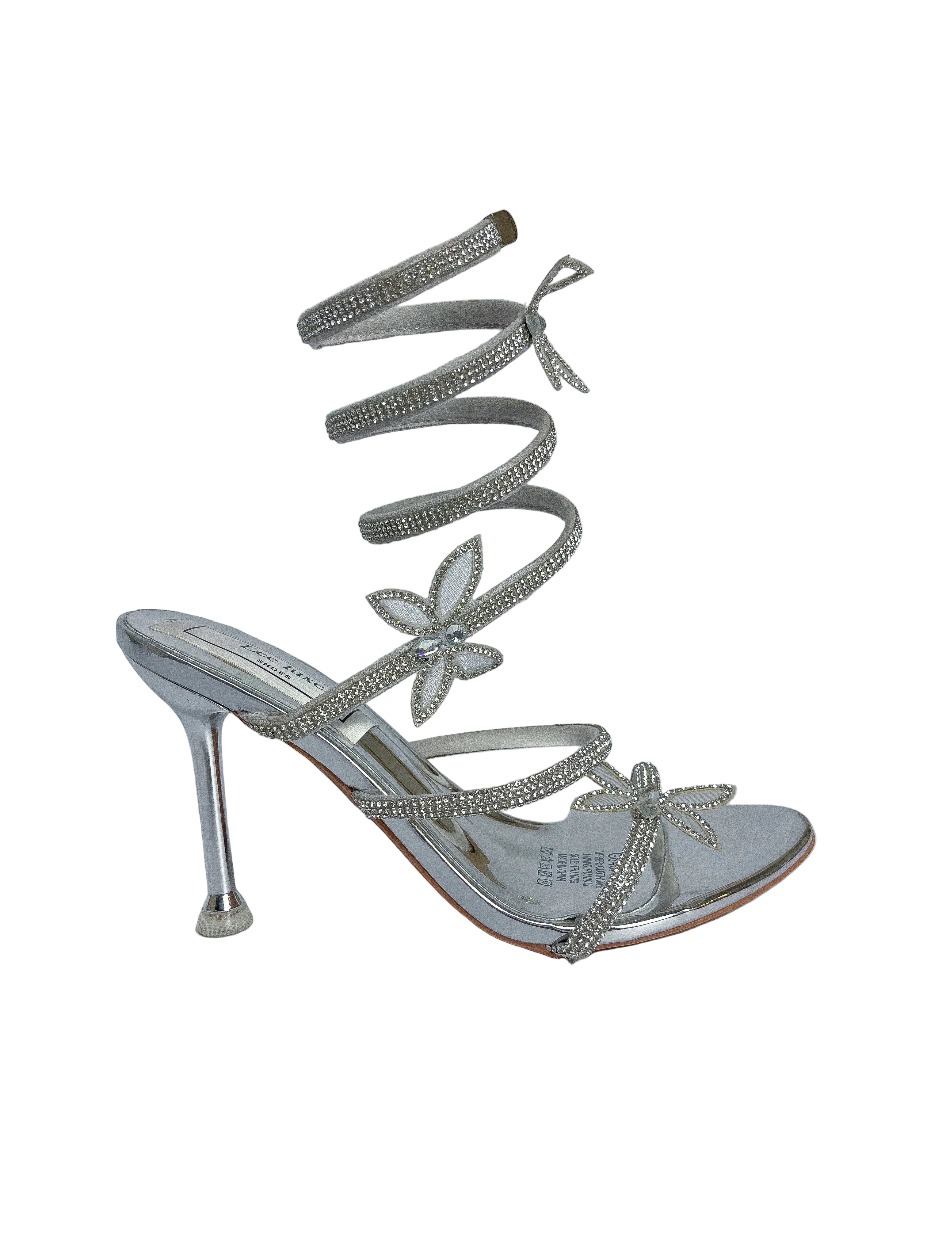 Silver Butterfly Rhinestone Stiletto Heel
