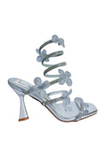 Silver Floral Strap-Up Stiletto Heel
