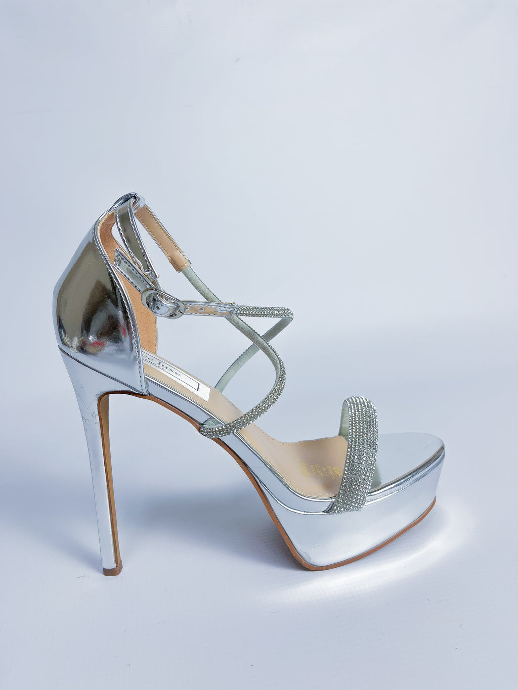 Queen Silver Rhinestone Platform Heel