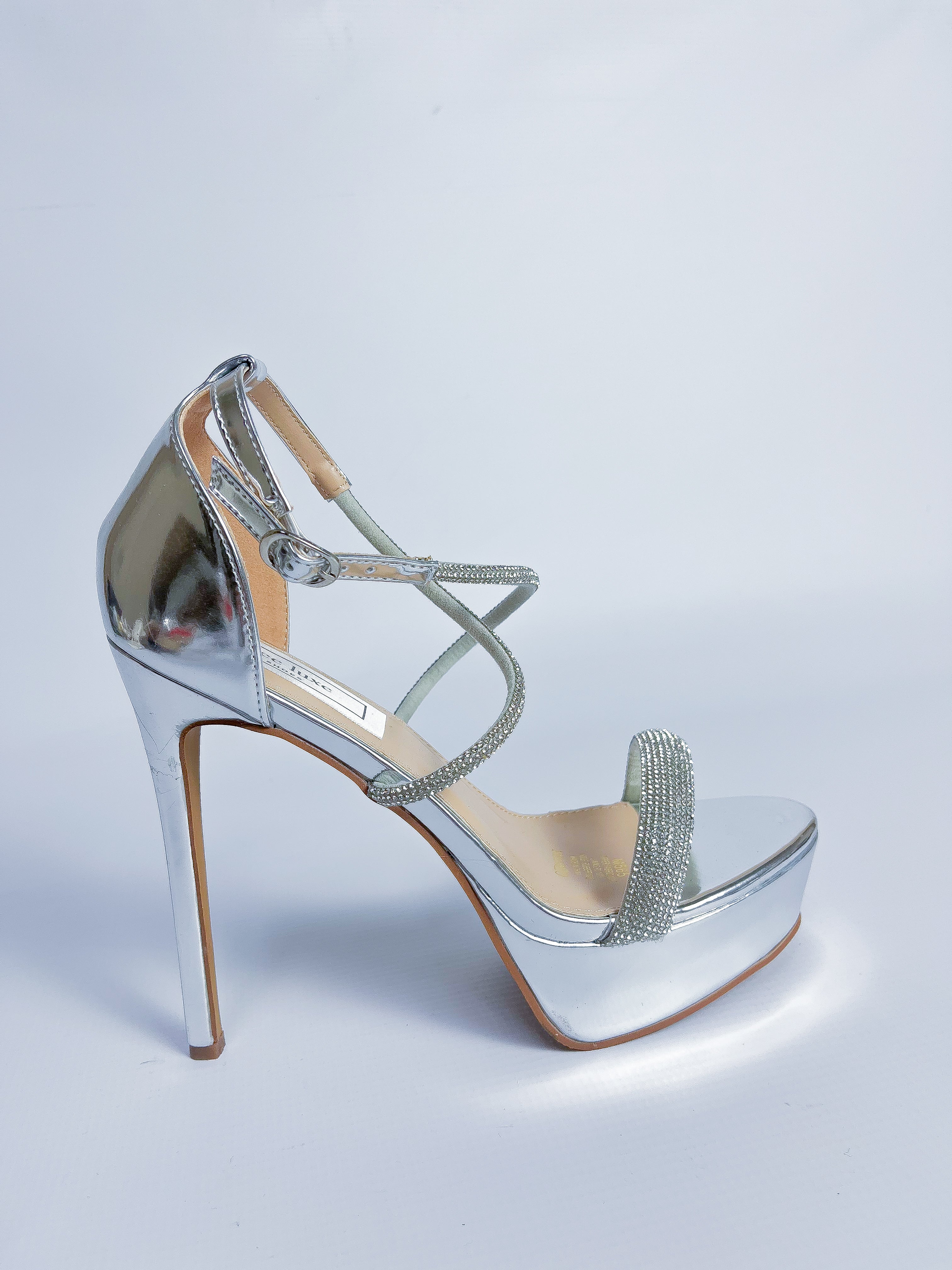 Queen Silver Rhinestone Platform Heel