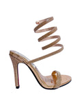 Sophisticated Rose Gold Lace-Up Strap Heels