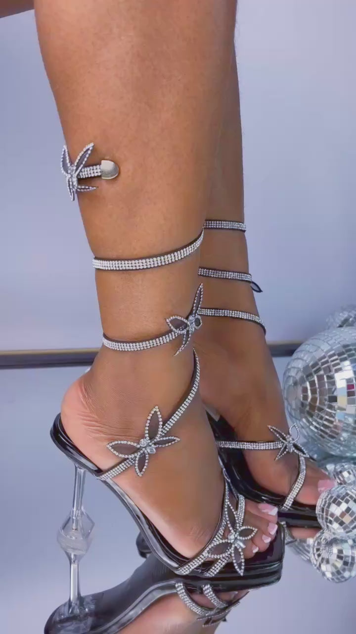 Tiara Black Butterfly Heels